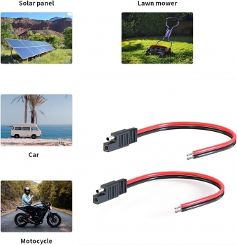 ELFCULB SAE Connector Cable,16AWG 1FT 2 Pin SAE Quick Connector Disconnect Plug for Solar Panel Car Motorcycle(2 Pack)