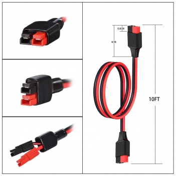 ELFCULB 12AWG 10FT Anderson Extension Cable Solar Extension Cable Anderson Connector for Portable Power Station Solar Generator Solar Panel (10FT)