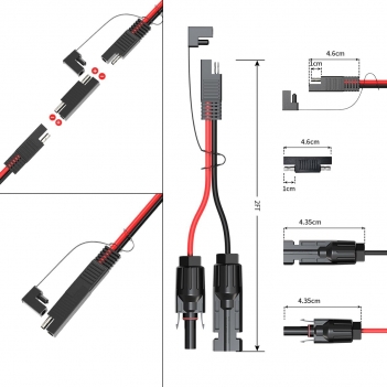 ELFCULB 10AWG 2FT Solar Connector to SAE Adapter 2 3.3 10 20 35 50 FT SAE Solar Panel Extension Cable with SAE Polarity Reverse Adapter for Solar Panels Car Battery Charger Kit