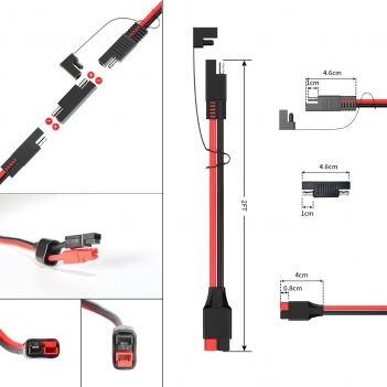 ELFCULB 12AWG Anderson Connector to SAE Extension Cable with SAE Polarity Reverse Adapter for Portable Power Station Solar Panel (2FT)