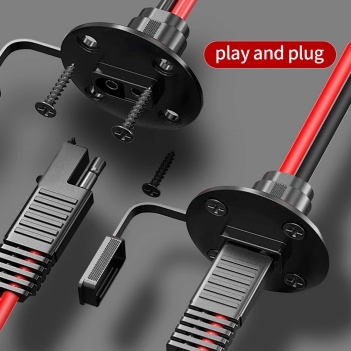 ELFCULB 10AWG 5FT Power SAE Socket Sidewall Port to SAE Connecters Extension Cable, with 10A 15A 20A 25A 30A Fuse, Reverse Adapter Quick Disconnect Weatherproof, for Solar Panel, Motorcycle, Car