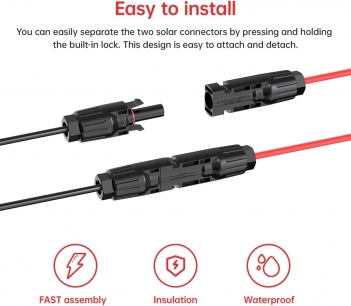 ELFCULB 12AWG 2FT XT60 Solar Cable XT60 Extension Cable Solar Panel Connector to XT60 Connector for Portable Power Station (2FT)