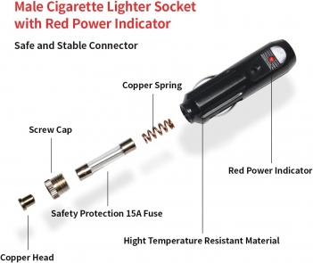 ELFCULB 14AWG SAE to Car Cigarette Lighter 12V Cigarette Lighter Male Plug to SAE Connector Extension Cable with SAE Polarity Reverse Adapter(5FT)
