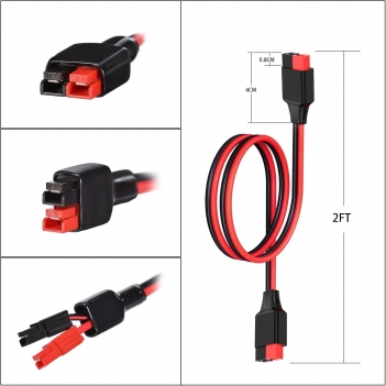ELFCULB 10AWG 2FT Anderson Extension Cable 2 6 10 20 35 50FT Solar Extension Cable Anderson Connector for Portable Power Station Solar Generator Solar Panel (2FT)