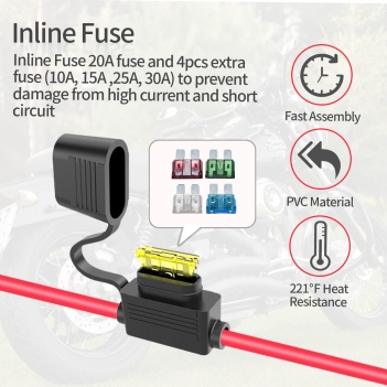 ELFCULB 10AWG 2FT Power SAE Socket Sidewall Port to SAE Connecters Extension Cable, with 10A 15A 20A 25A 30A Fuse, Reverse Adapter Quick Disconnect Weatherproof, for Solar Panel, Motorcycle, Car