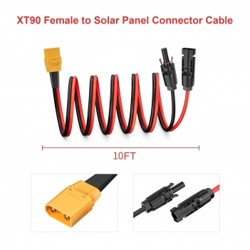 ELFCULB XT90 Solar Cable, 10AWG 10FT XT90 Female to Solar Panel Connector Cable for Solar Panel Portable Power Station