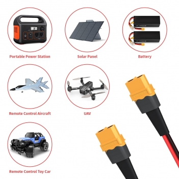 ELFCULB XT60 Female to Female Extension Cable 10AWG 6FT - Heavy Duty Power Cord for RC Cars, Batteries, and Portable Power Stations
