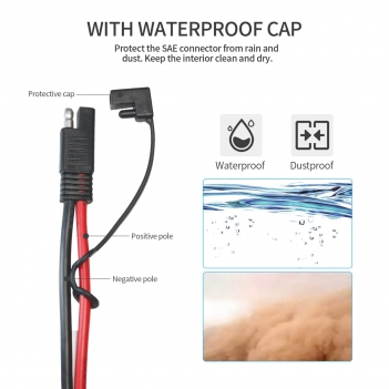 ELFCULB SAE to O Ring Terminal Harness,12AWG SAE Battery Connector SAE Battery Cable with 10A 15A 20A 25A Fuse,Compatible for Motorcycle Car(3.3FT)