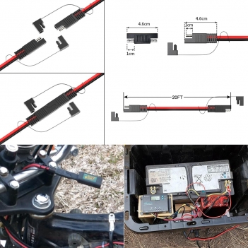 ELFCULB 12AWG 20FT SAE Extension Cable Quick Disconnect Wire Harness with SAE Connector for Automotive RV Battery Solar Panel