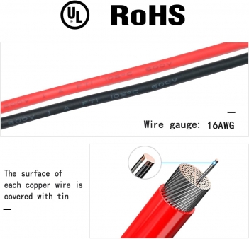 ELFCULB SAE Connector Cable,16AWG 1FT 2 Pin SAE Quick Connector Disconnect Plug for Solar Panel Car Motorcycle(2 Pack)