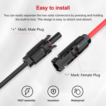 ELFCULB 6-in-1 Solar Panel Connector Kit, 12AWG Solar to XT60, Anderson, DC7909, DC6530, DC35135, DC5521 Connector Cable for Portable Station Solar Panel Generator(2FT)