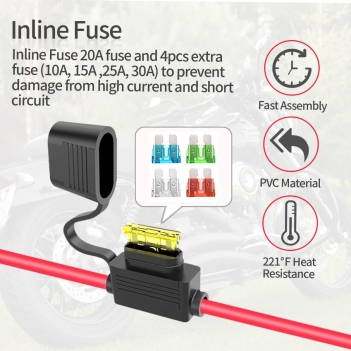 ELFCULB Anderson Connector to O Ring Terminal 10AWG Battery Connector Cable with 5 Fuse for Automotive Portable Power Station Solar Generators(2FT)