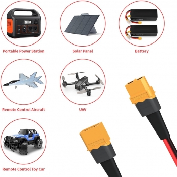 ELFCULB XT60 Splitter Cable,12AWG XT60 1 Female to 3 Male Connector Cable for UAV Phantom Quadcopter RC Car(1FT)