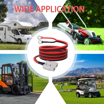 ELFCULB Anderson 50amp to O Ring Terminal, 10AWG Anderson SB50 Battery Quick Connect/Disconnect Cable for Forklift RV Boat Lithium Batteries(5FT)