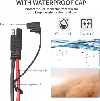 ELFCULB 2FT 10AWG SAE to Alligator Clips Cable, Weatherproof, for Solar Cells, Small Automotive Appliances, Battery Car Power Conversion Equipment