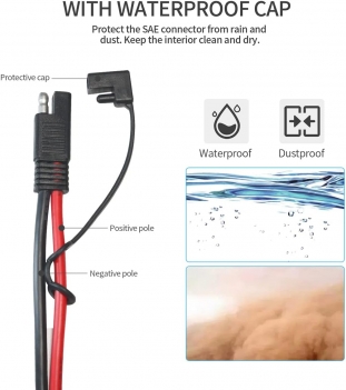 SAE Battery Connector,ELFCULB 10AWG SAE to O Ring Terminal Harness 2-Pin Quick Disconnect SAE Battery Cable for Motorcycle Car,with 10A 15A 20A 25A 30A Protection Fuse(10FT)