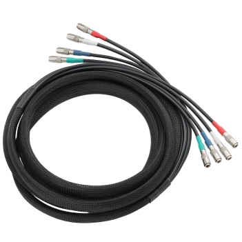 4-Channel 10F(3.05 Meters) DIN1.0/2.3 Male to DIN1.0/2.3 Male Belden 1855A 6G SDI Cable with Braided Sleeve Color Coded Compatible with CoaXPress CXP-6 for Industrial Machine Vision