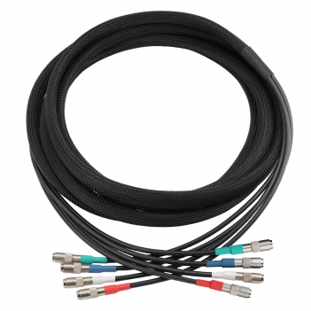 4-Channel 10F(3.05 Meters) DIN1.0/2.3 Male to DIN1.0/2.3 Male Belden 1855A 6G SDI Cable with Braided Sleeve Color Coded Compatible with CoaXPress CXP-6 for Industrial Machine Vision