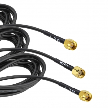 3-in-1 Combination WiFi & Dual 4G LTE Puck Antenna, IP67 Waterproof Omnidirectional MIMO Antenna with 3x 3M (10FT) RG174 Cables, SMA Male & RP-SMA Male Connectors, with L-Bracket for Industrial Router, Fleet Vehicle & Gateway