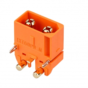 XT60IPW-M XT60I-PW Plug Male Connector PCB Mount Connector 35A 80V;XT60i 2-Pin Through-Hole Solder Plug, Gold-Plated Brass Contacts, PA UL94 V-0, for RC Drone LiPo Battery ESC Power Board DIY