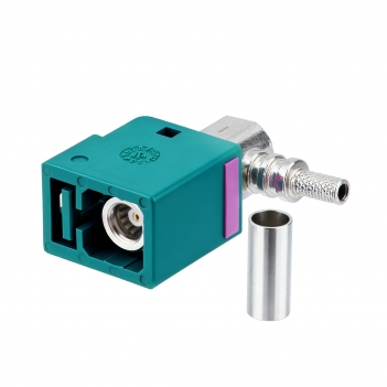 IP67 Waterproof FAKRA Z Female Right Angle Connector for RG316 RG174 Cable, Water Blue Universal Keying, 50 Ohm RF Coaxial Crimp/Solder Automotive Plug