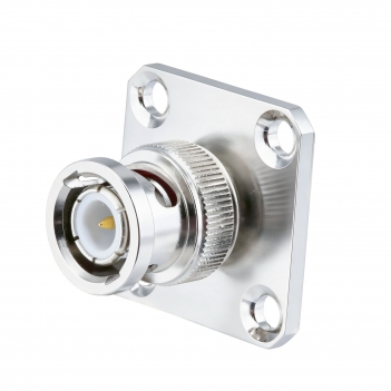 BNC Plug Male Connector Straight 4 Hole Flange Solder
