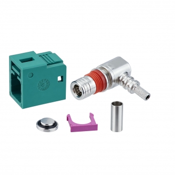IP67 Waterproof FAKRA Z Female Right Angle Connector for RG316 RG174 Cable, Water Blue Universal Keying, 50 Ohm RF Coaxial Crimp/Solder Automotive Plug
